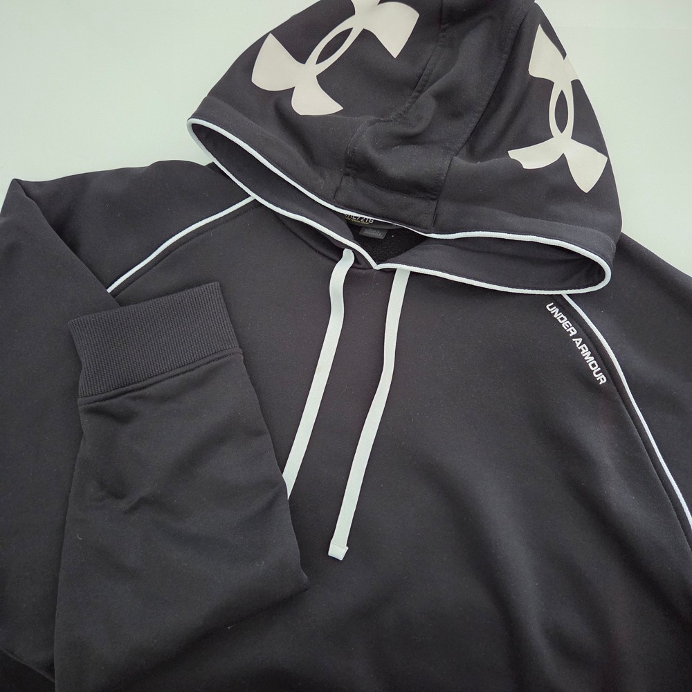 Under Armour Hoodie Black‎ White Piping Logo Pullover Mens 2XL